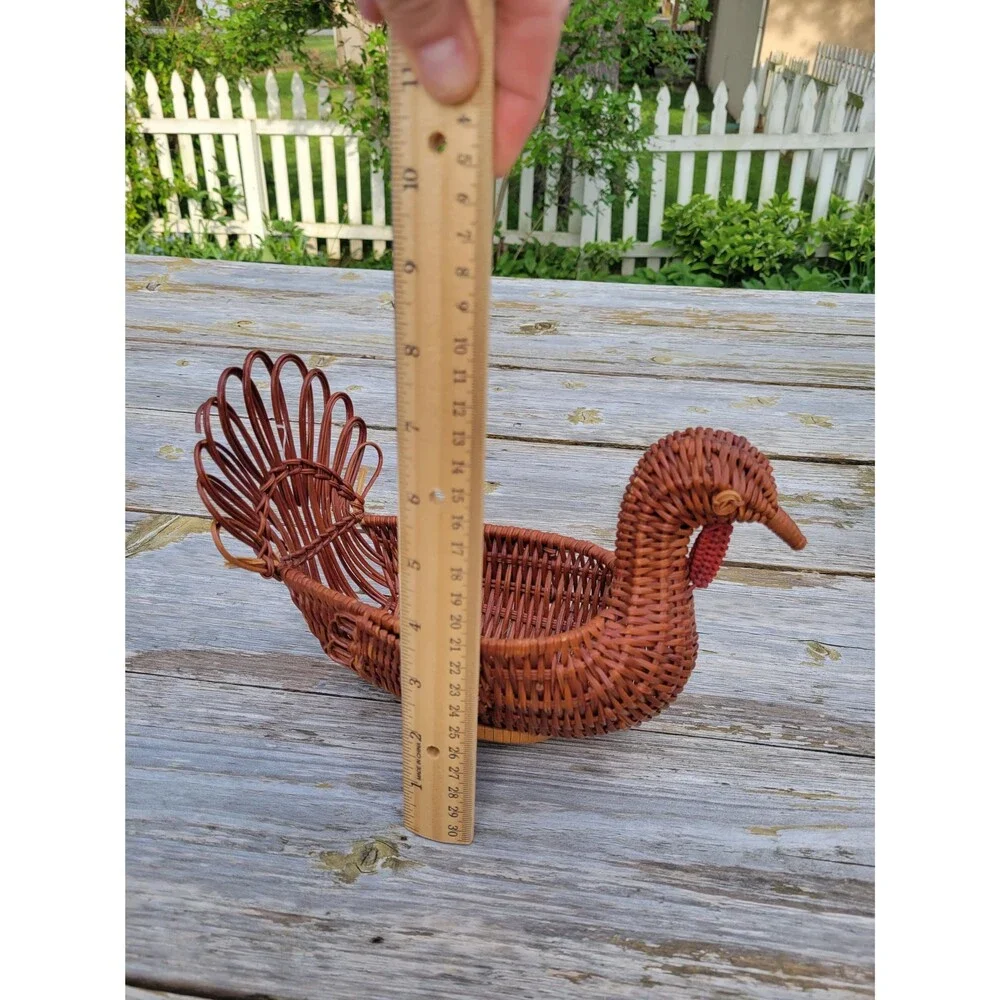 Chicken Basket Hen Bird Shaped Woven Boho Cottagecore
